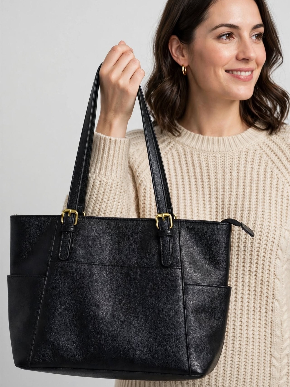 Black Leather Tote Bag - Classic Women’s Handbag